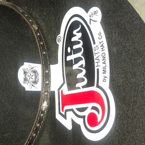 Cowboy Hat "Justin Hats" Cattleman Felt Black Hat XX 100% Wool Size 61(7 5/8) - Picture 10 of 10